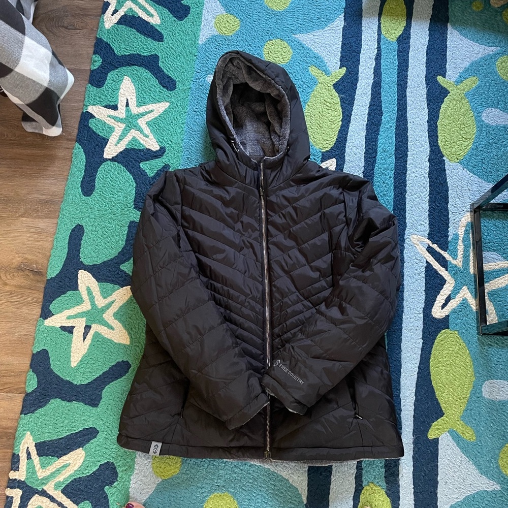 Black jacket quilted fuzz lining